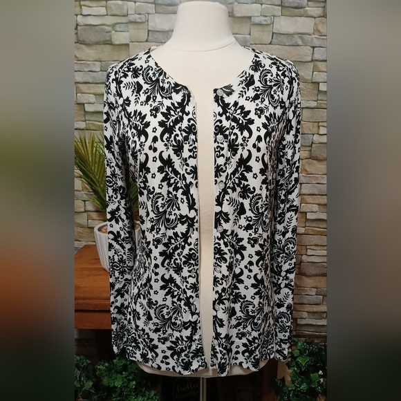 George Sweaters - George Women's Large Black &‎ Ivory Button Down Cardigan Sweater